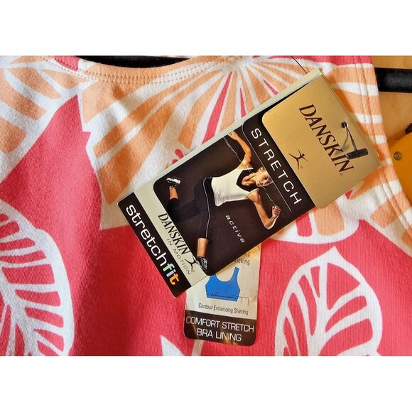 DANSKIN Tropical Cropped Tank Built In Bra Activewear sz LARGE -NWT - Picture 3 of 4